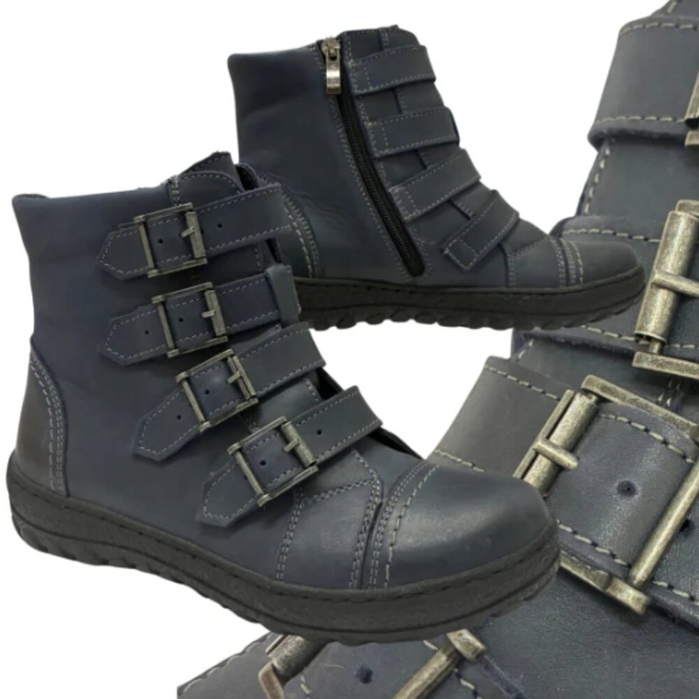 V Italia Distressed Navy Ankle Boots Size 6
